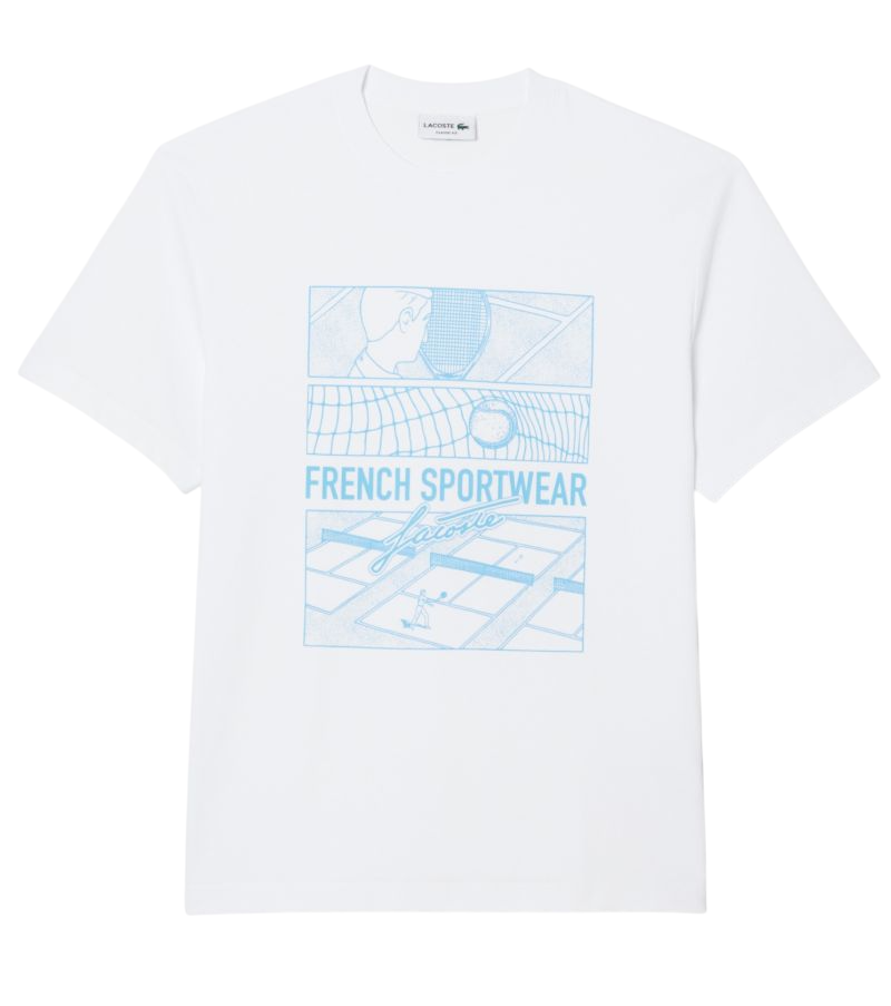 Lacoste Tennis Court Print Cotton - white