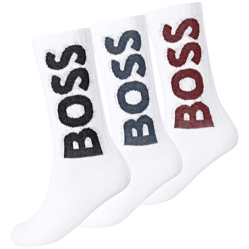 BOSS Ribbed Logo 3P - white/black