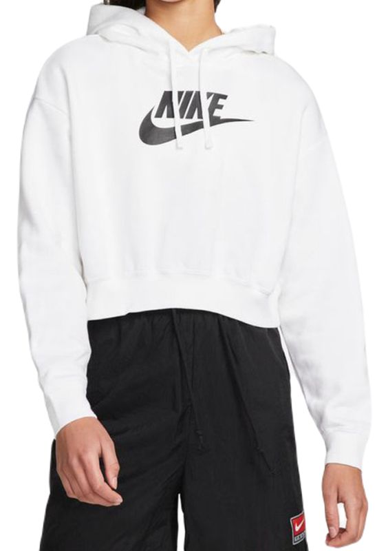 Nike Sportswear Club Fleece Oversized Crop Hoodie - white/black Nike Sportswear Club Fleece Oversized Crop Hoodie - white/black