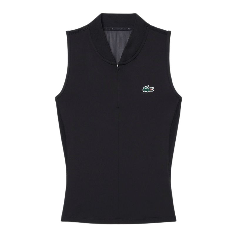 Damskie polo Lacoste Sleeveless Stretch Dual Fabric Tennis - black