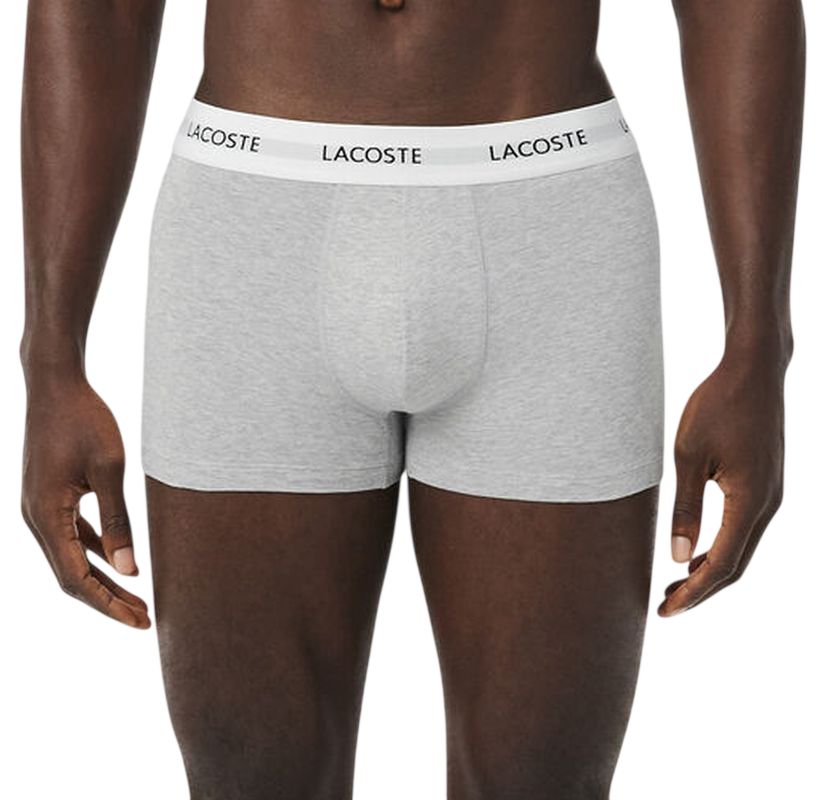 Lacoste Stretch Cotton Trunks 3P - black/white/grey