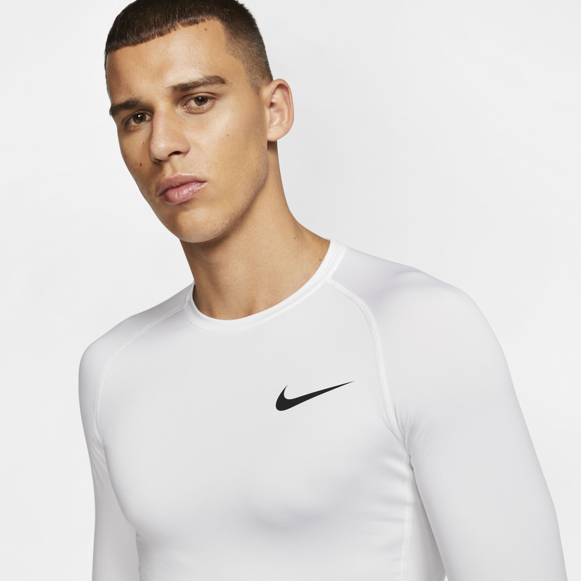 Nike Pro Top LS Tight - white/black