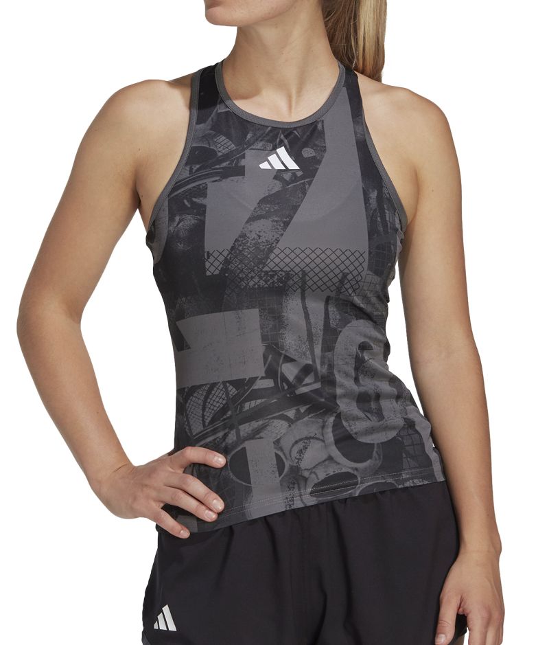 Adidas Club Graphic Tank - grey five/black/carbon