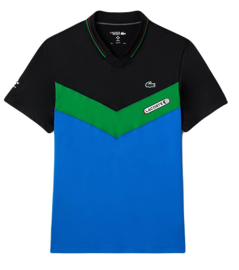 Lacoste Tennis x Daniil Medvedev Seamless Effect Polo Shirt - black/bordeaux/green/blue