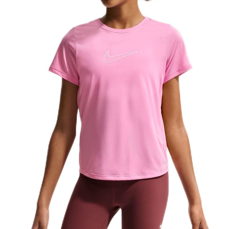 Koszulka dziewczęca Nike Girls Dri-FIT Short-Sleeve - pink rise/white