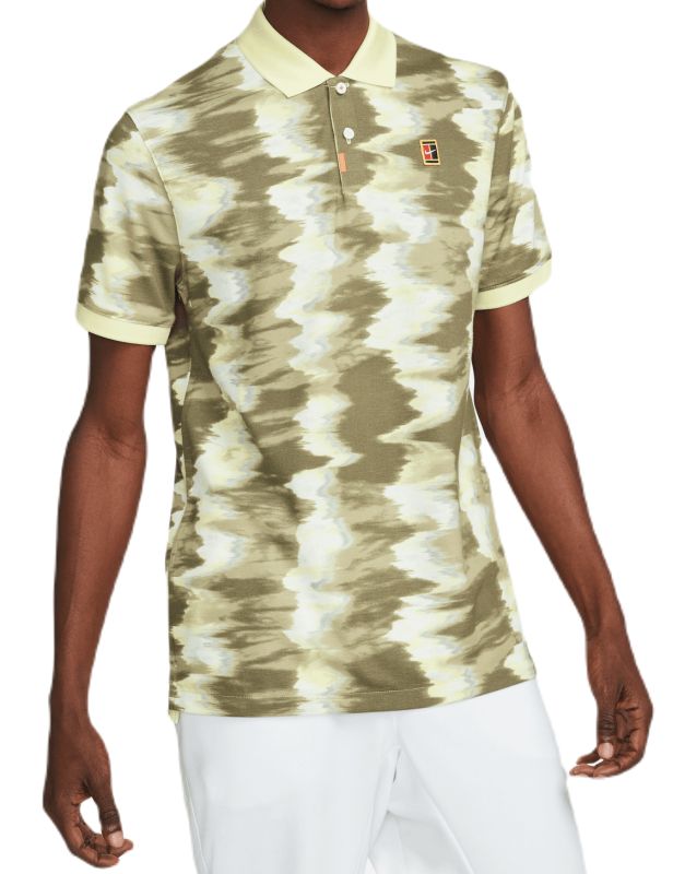 DV8915-222-PHSFM001-2000 Nike Print Slim-Fit Polo - medium olive/lemon chiffon