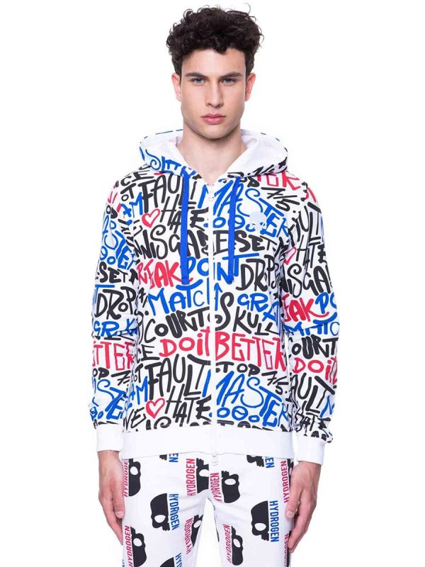 Hydrogen Graffiti FZ Hoodie Man - white