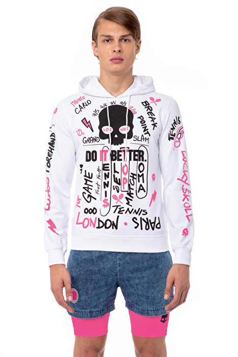 Hydrogen Graffiti Hoodie Man - white/fuchsia