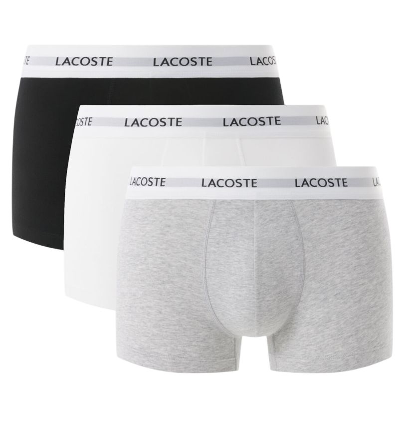 Lacoste Stretch Cotton Trunks 3P - black/white/grey