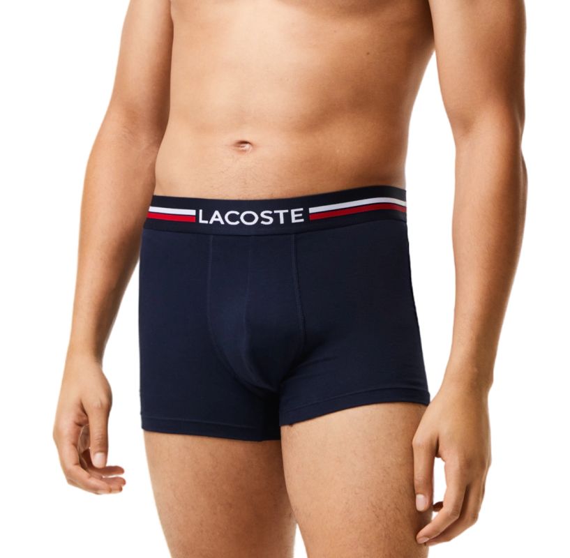 5H3413_525_24 Lacoste Iconic Boxer Briefs With Multicolor Waistband 3P - navy blue/white