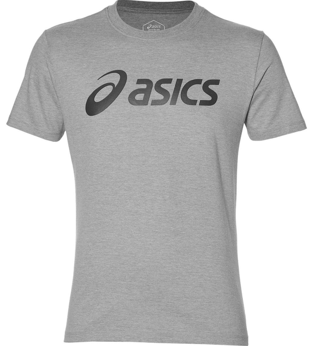 Asics Big Logo Tee - mid grey heather/dark grey