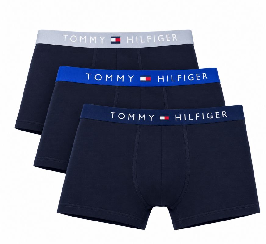 Męskie bokserki Tommy Hilfiger Boxer Brief 3P - wedge blue/rich navy/sky blue