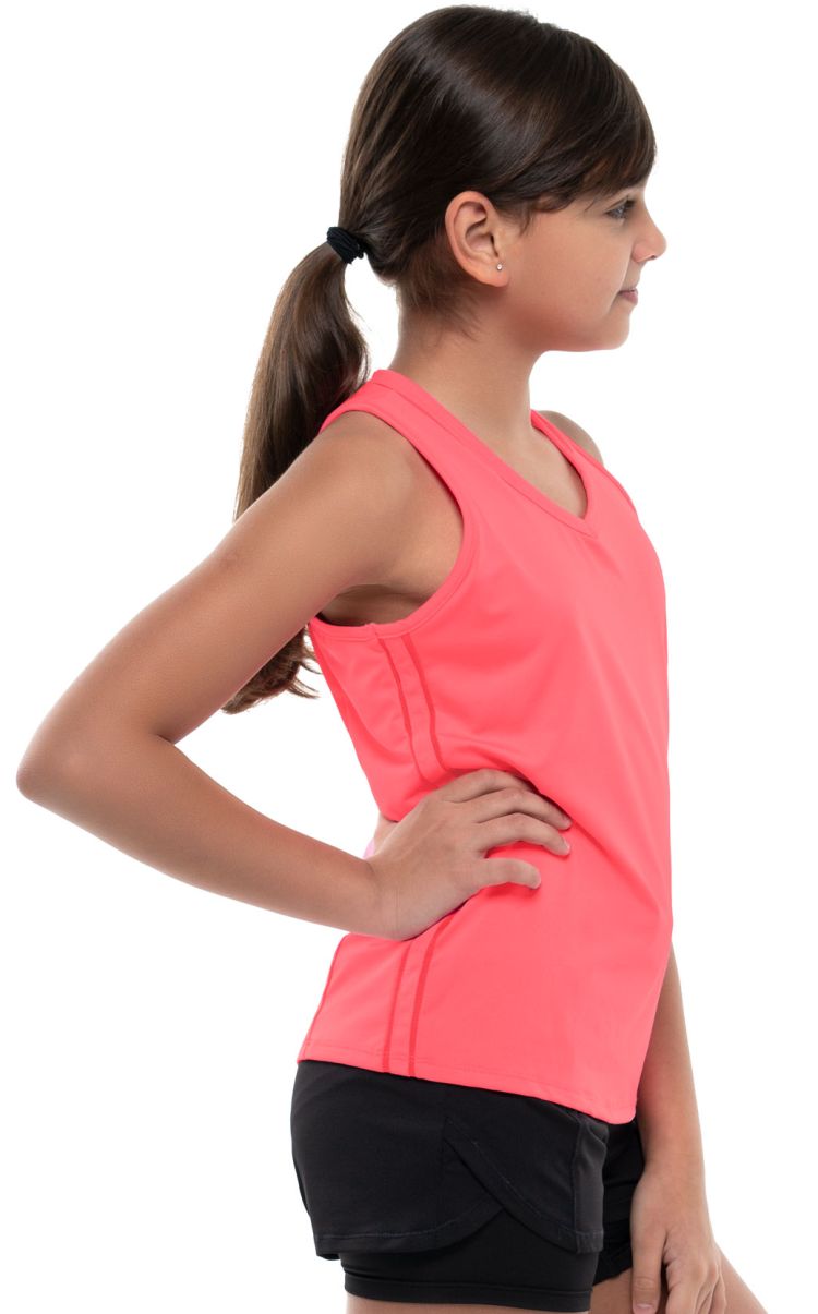 Lucky in Love Core V-Neck Cutout Tank Girls - coral crush