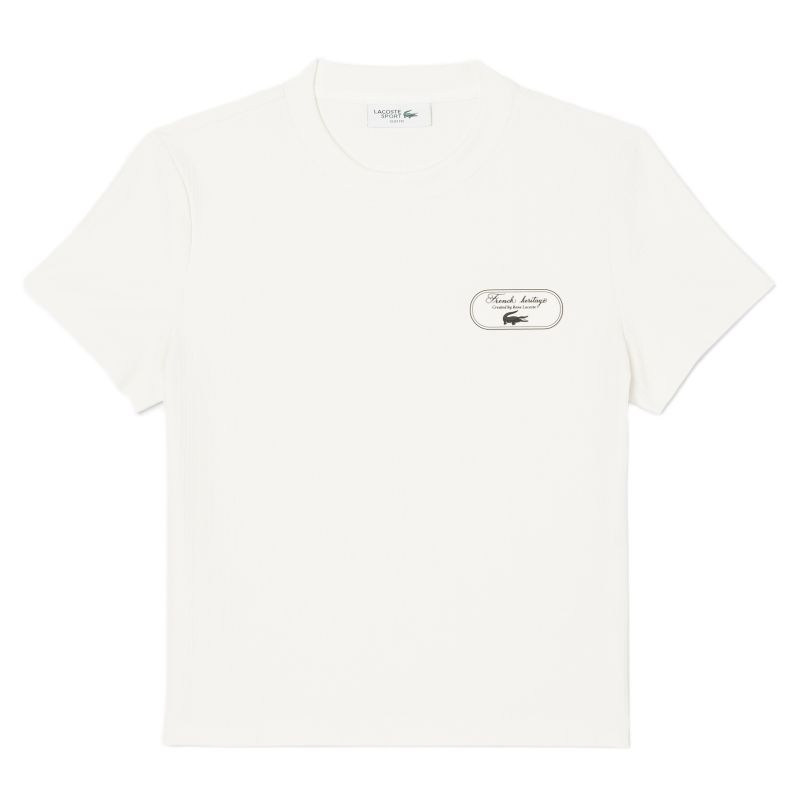 Damski t-shirt Lacoste Ultra Dry Tennis Heritage Badge - white