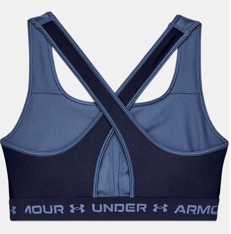 Under Armour Women's Mid Crossback Matte/Shine Sports Bra - blue
