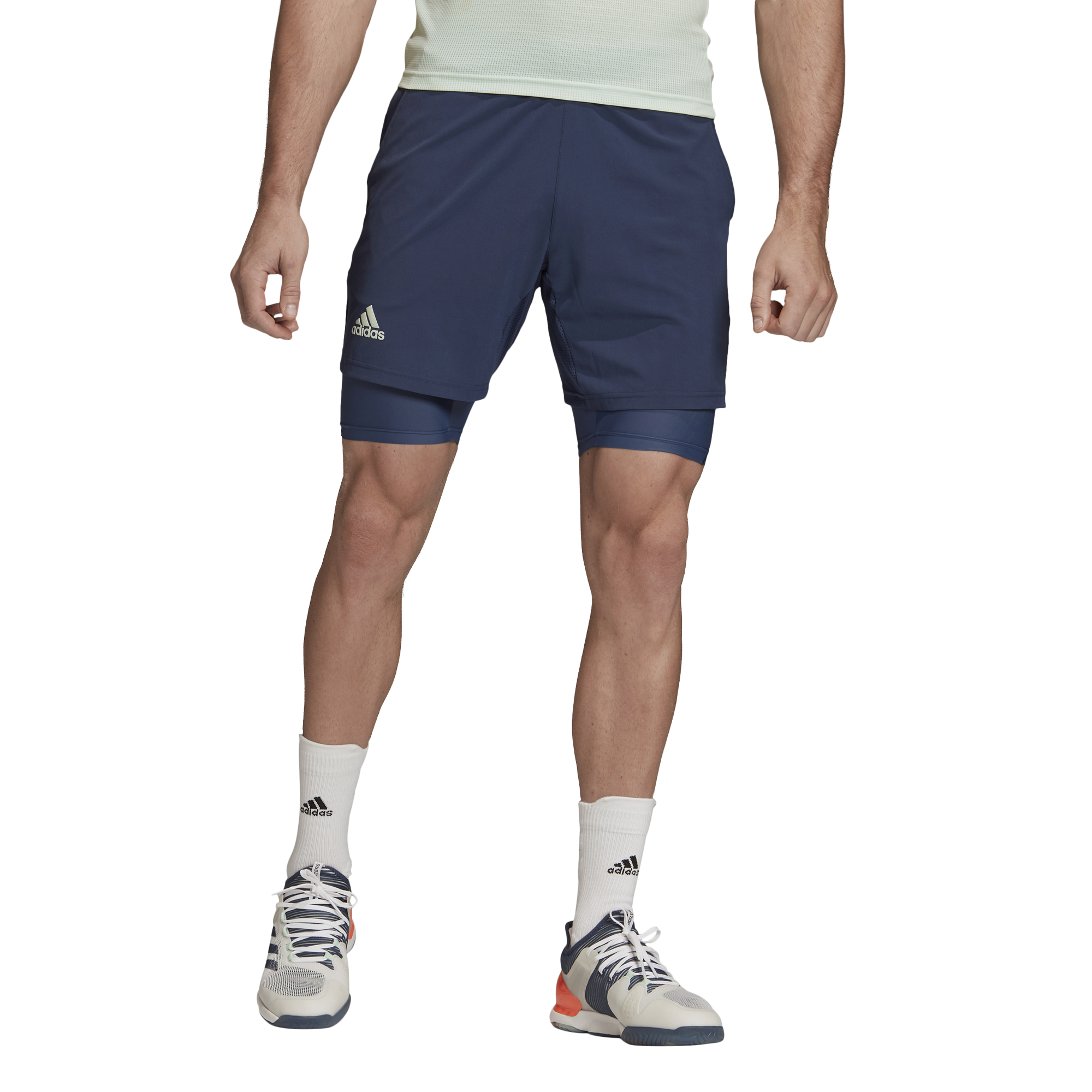 Adidas 2in1 Short Heat Ready 7in - tech indigo/dash green