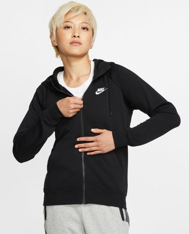 Nike Sportswear Essential Hoodie FZ Fleece W - black/white