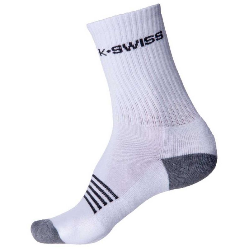 K-Swiss Mens Crew Socks 3P- white/black