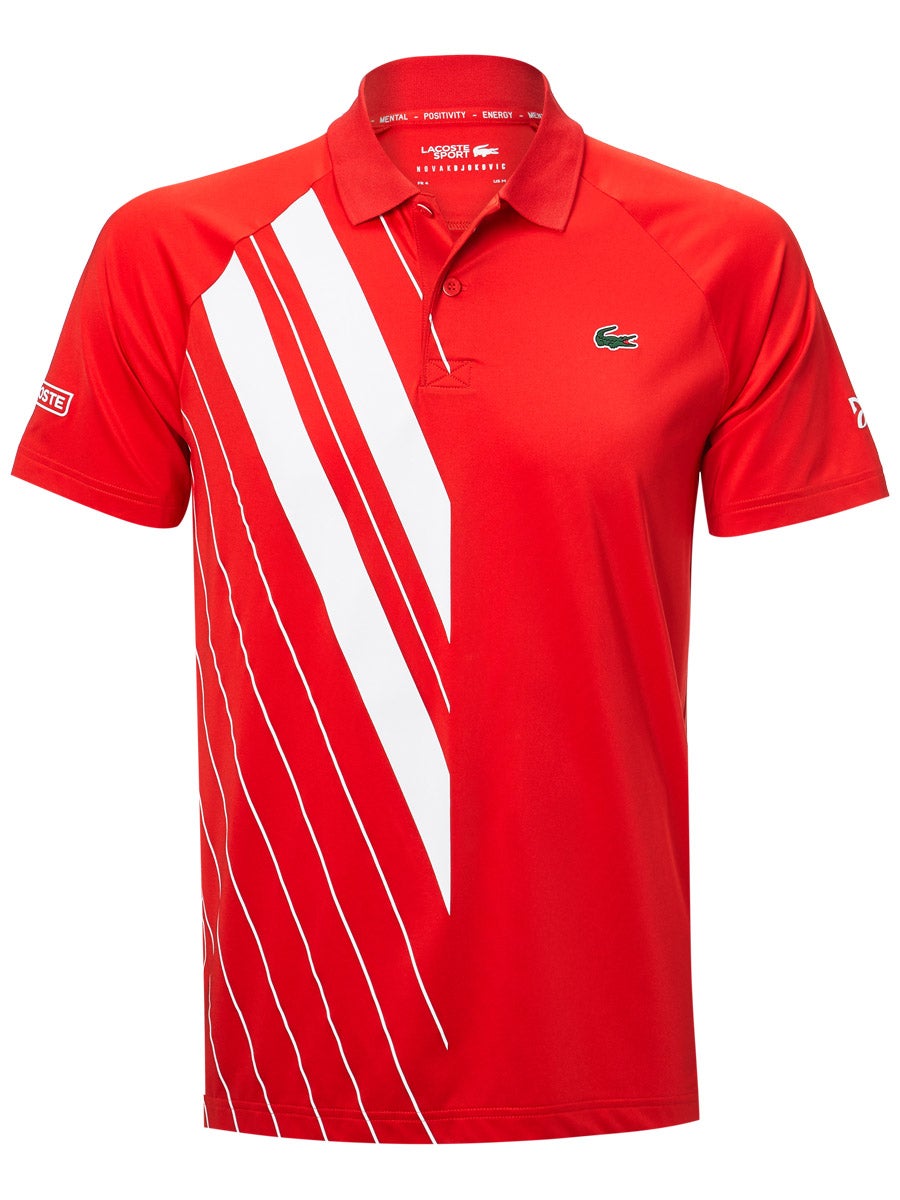 Lacoste Men's SPORT Novak Djokovic Print Jersey Polo - red/white