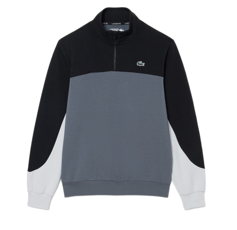 Męska bluza Lacoste Sport Quarter Zip Colour Block - grey/black/grey