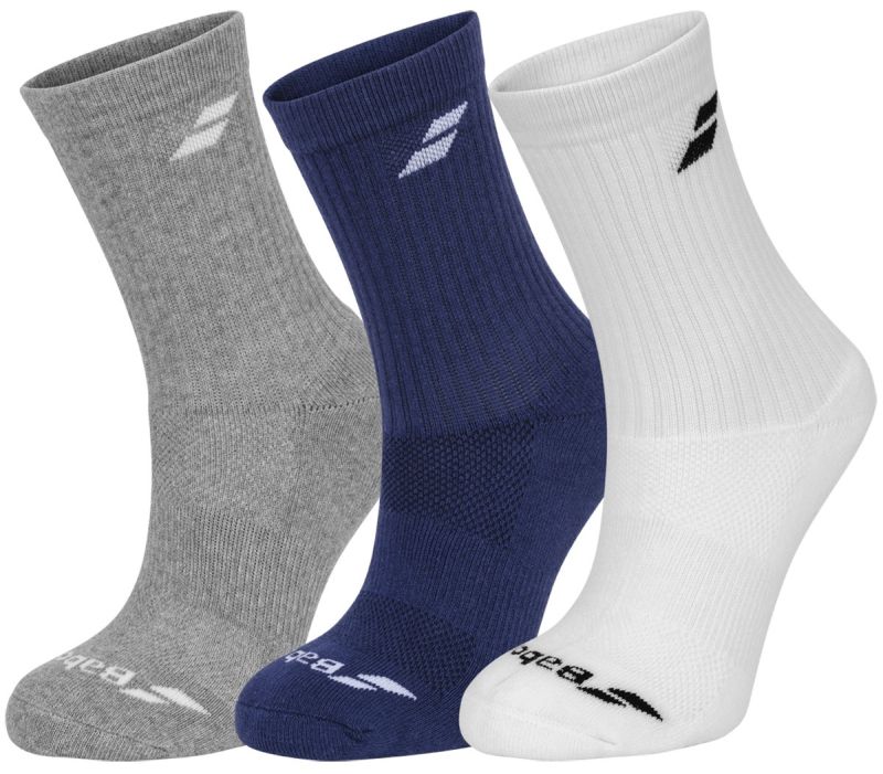 Babolat 3 Pairs Pack Socks - white/estate blue/grey Babolat 3 Pairs Pack Socks - white/estate blue/grey