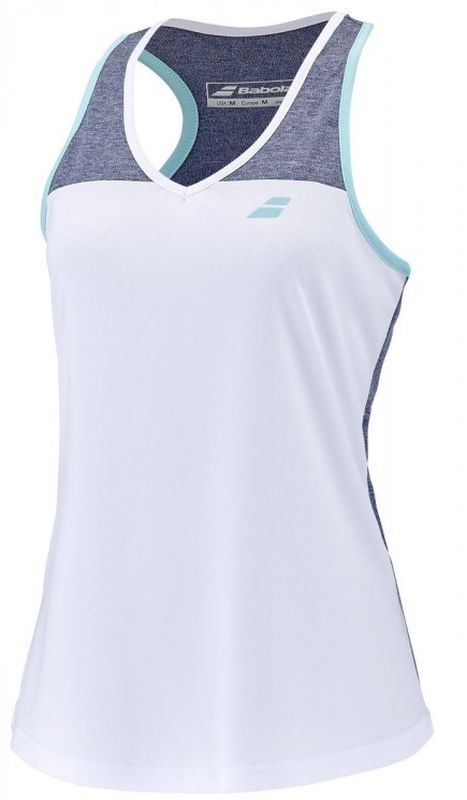 Babolat Play Tank Top Girl - white/blue heather
