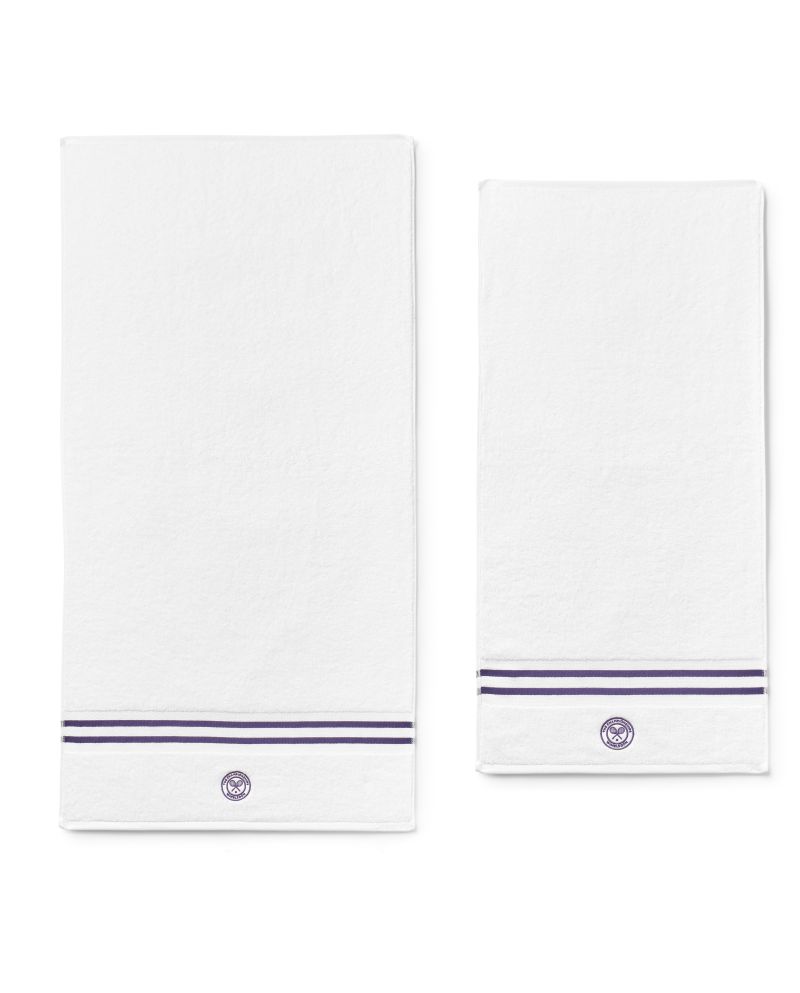 Wimbledon Baseline Towel Set - white/purple