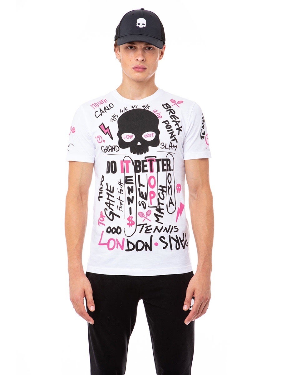 Hydrogen Graffiti Tee - white/fucsia
