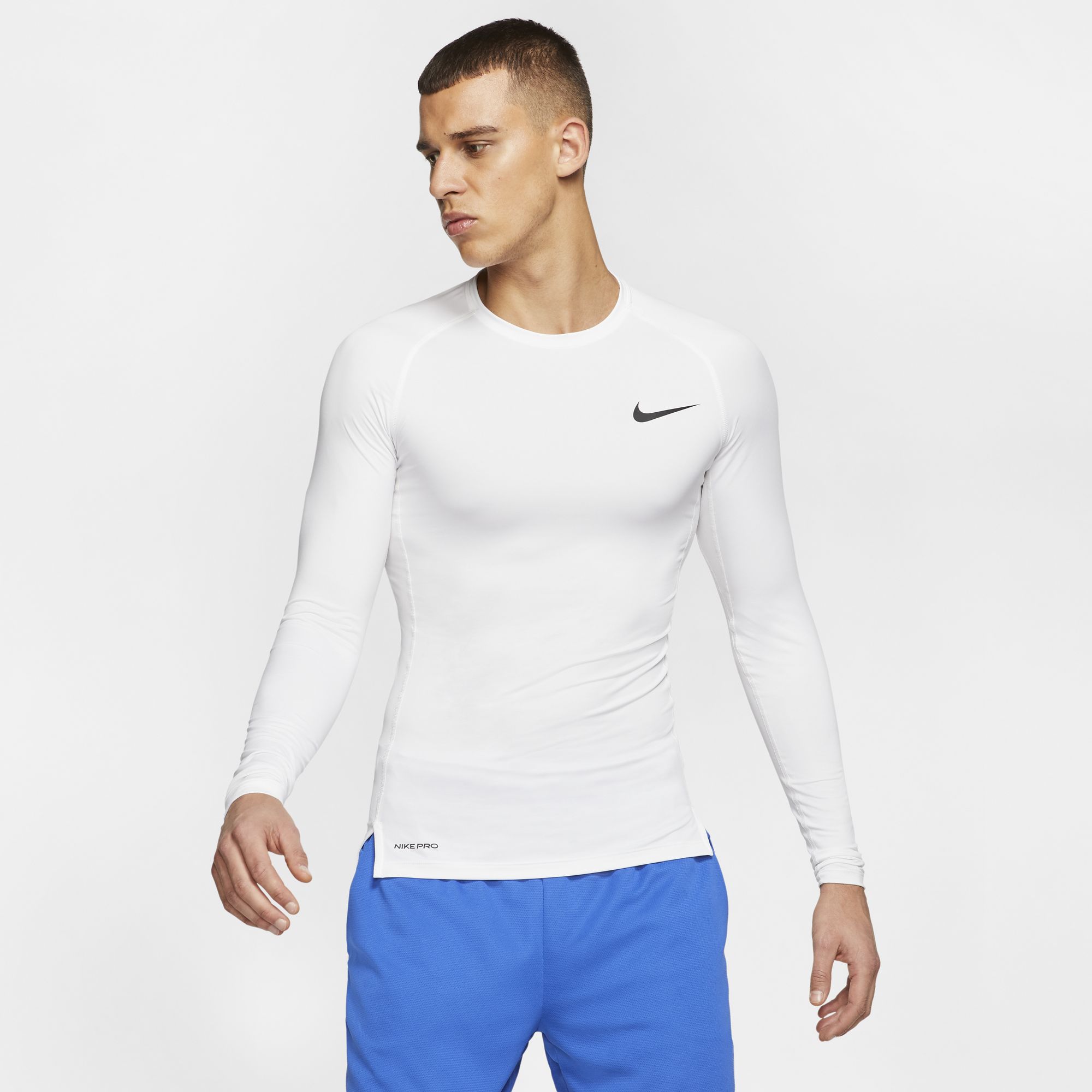nike-pro-top-ls-tight-white-black-3 Nike Pro Top LS Tight - white/black