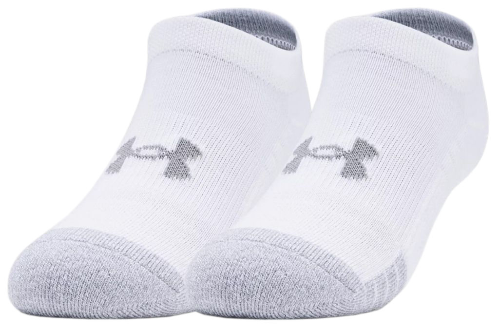 Under Armour Youth HeatGear No Show Socks 3Pack - white/steel