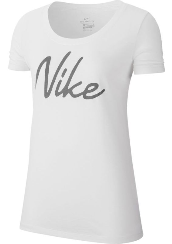Nike Dry-Fit Scoop Logo Tee - white/gunsmoke