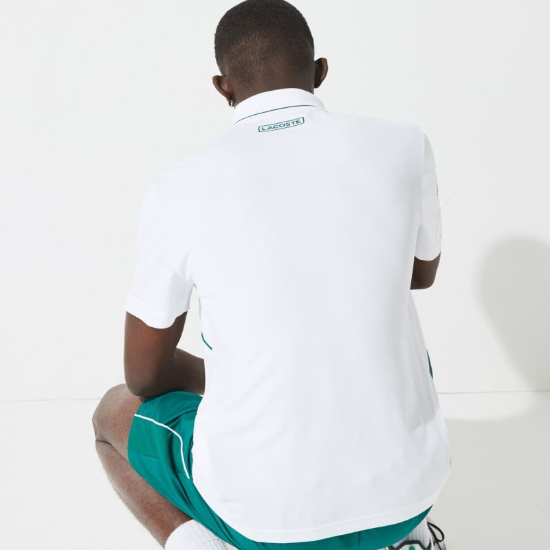 Lacoste Men’s Sport Breathable Zip Tennis Polo - white/green