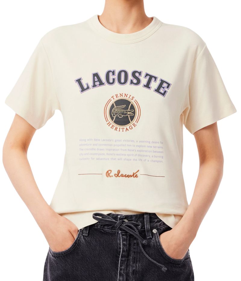 Lacoste Slim Fit Interlock Print - ecru white