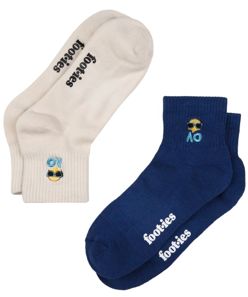Australian Open Tennis Ball Quarter Crew Socks 2P - navy/cream