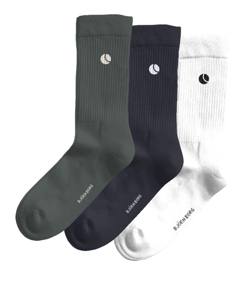 Björn Borg Core Crew 3P - white/green/navy 
