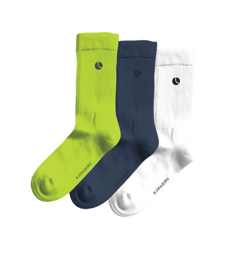 Björn Borg Core Crew 3P - white/green/navy blue