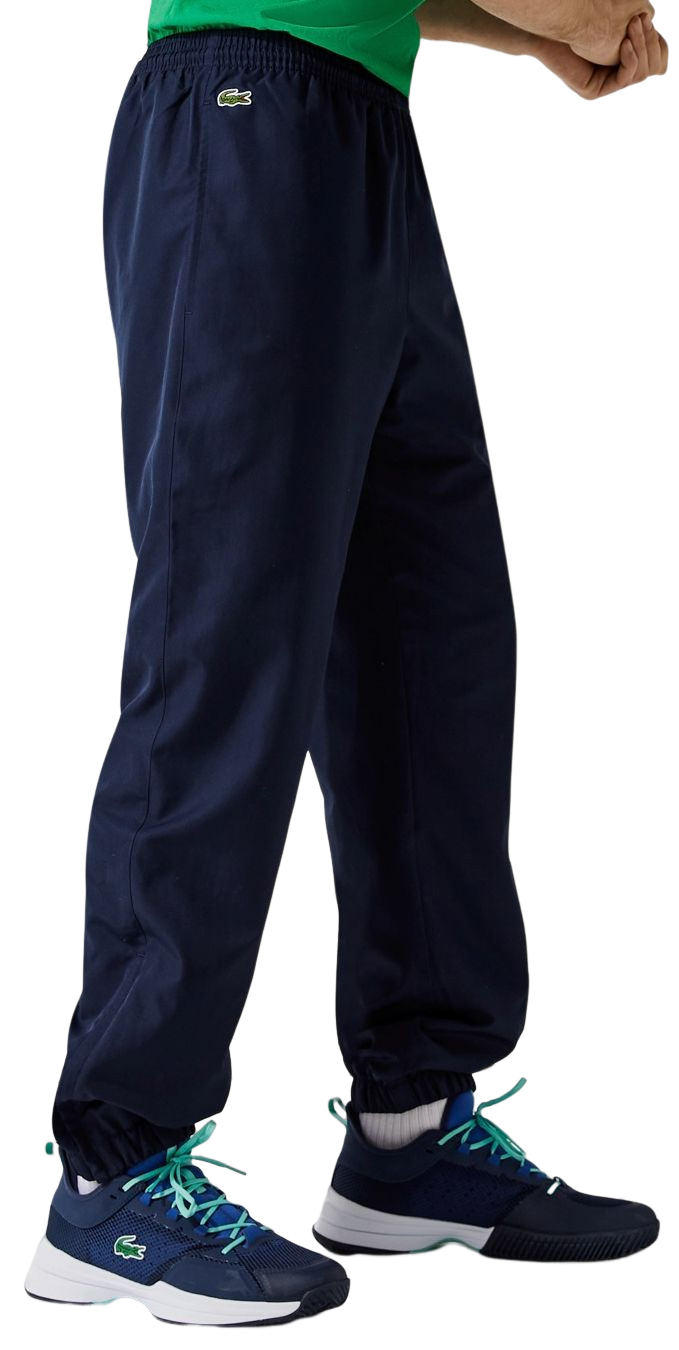 Lacoste Men's Tennis Trackpants In Diamond Weave Taffeta - navy blue