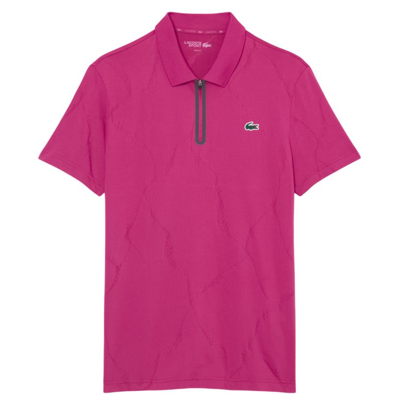 Męskie polo Lacoste Ultra Dry Jacquard Crocodile Tennis - fuchsia pink