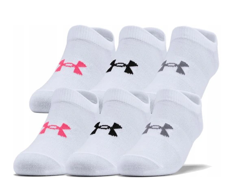 Under Armour Girls' UA Essentials No Show 6Pack - white/cerise