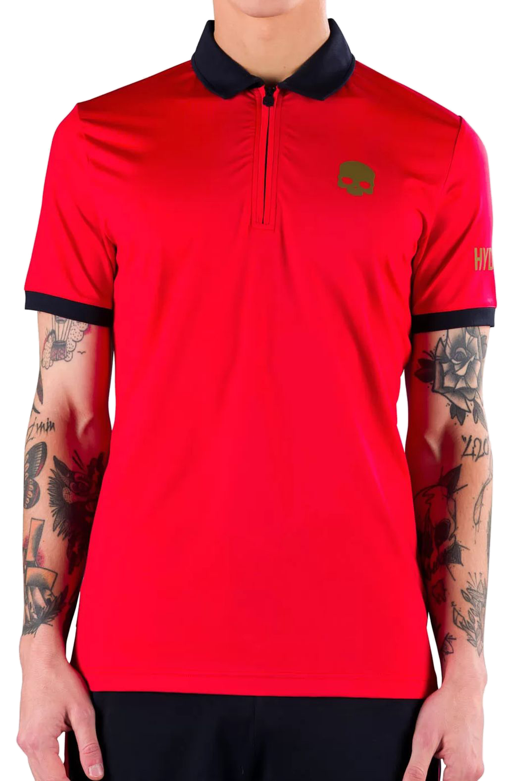 Hydrogen Half Zip Tech Tee - red/blue navy Hydrogen Half Zip Tech Tee - red/blue navy