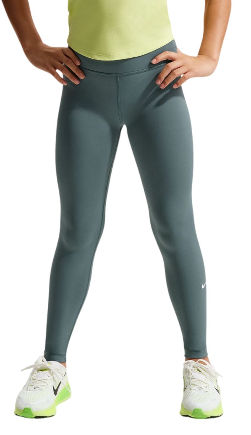 Nike Girls One Dri-FIT High-Waisted - mineral slate/white