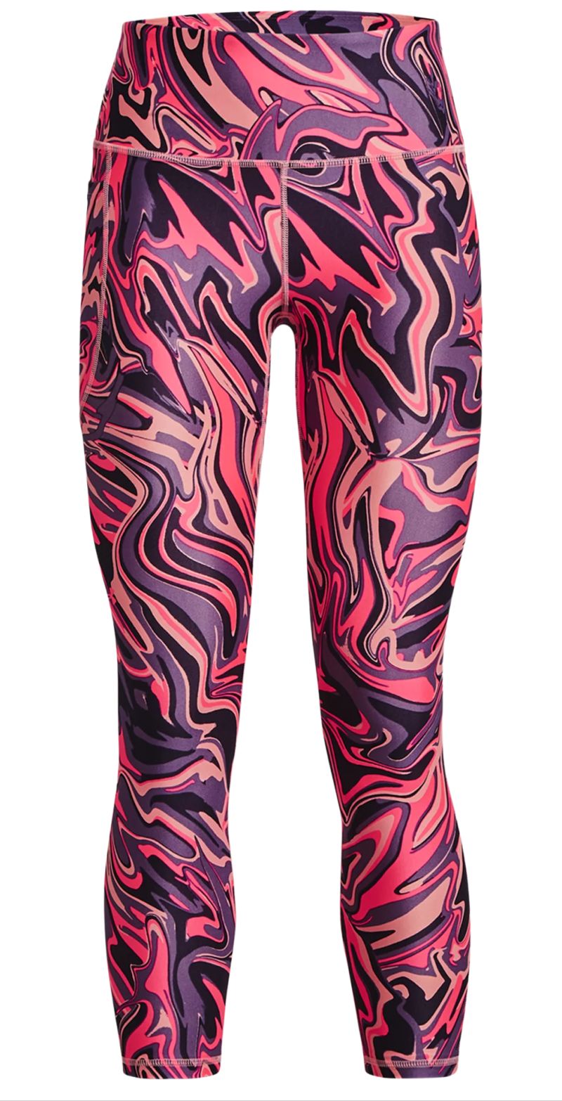 Under Armour Women's HeatGear No-Slip Waistband Printed Ankle Leggings - posh pink/tux purple