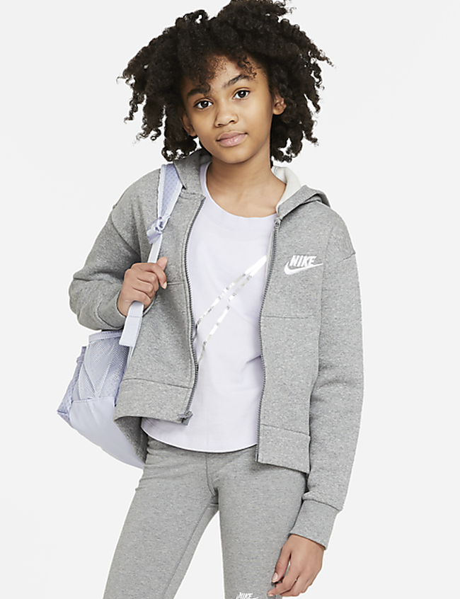 Nike Sportswear Club Fleece FZ Hoodie G - carbon heather/white