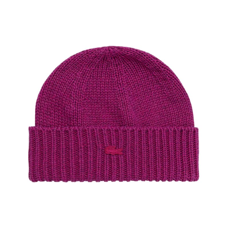 Czapka zimowa Lacoste 3D Rib Knit Wool Beanie - heather purple