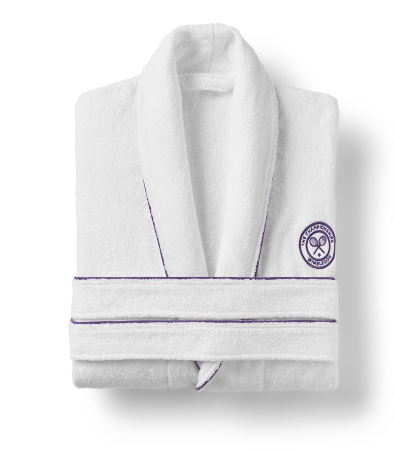 Wimbledon Cotton Terry Baseline Robe - white/purple