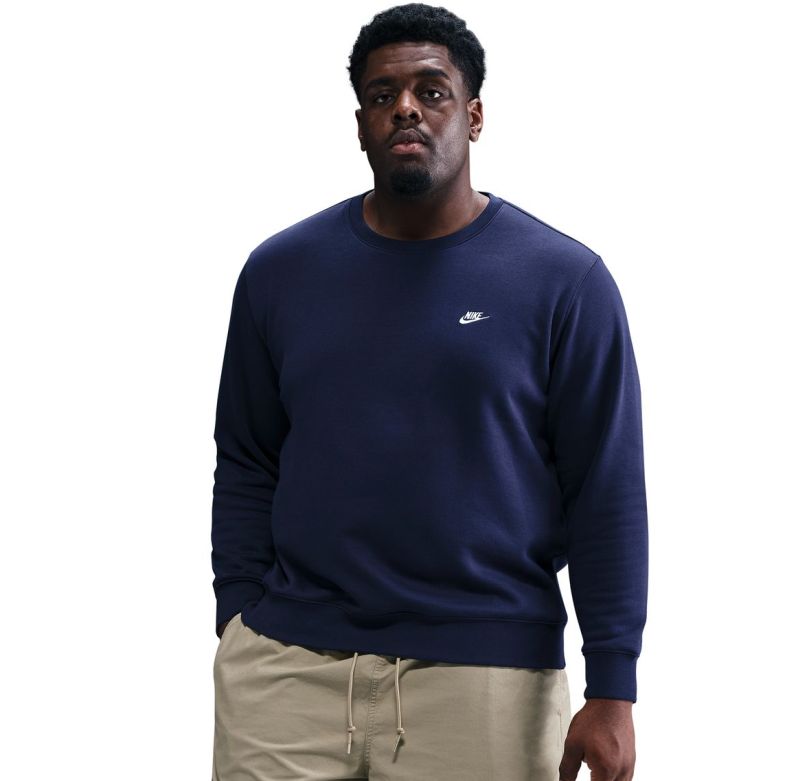 Nike Club Fleece Crew - obsidian/white
