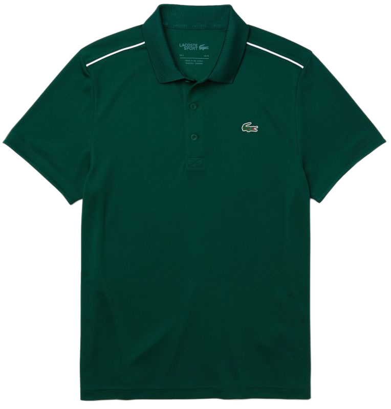 Lacoste Men’s Sport Contrast Piping Breathable Piqué Polo Shirt - green