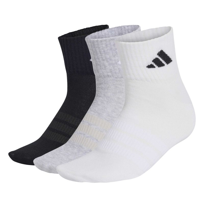 Adidas Thin & Light Sportwear Ankle 3P - medium grey heather/white/black