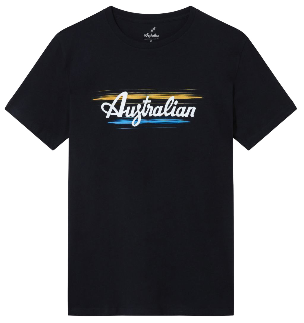 Australian Cotton T-Shirt Brush Line Print - blu navy Australian Cotton T-Shirt Brush Line Print - blu navy