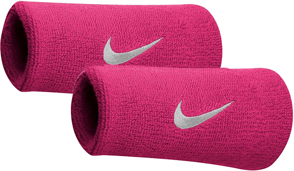 Nike Swoosh Double-Wide Wristbands - vivid pink/white